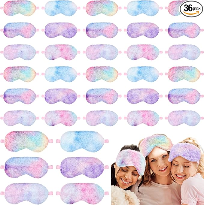 Geyoga 36 Pcs Plush Sleep Eye Mask Silk Furry Eye Covers by Geyoga