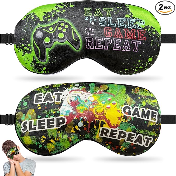 2 Pcs Boys Sleep Eye Mask, Guys Blackout Sleeping Silk Mask by knIykmr