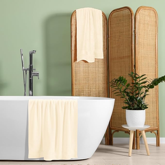 BELZZI Home Ultra Soft 4 Pack Oversized Bath Towel Set 27x54, Cotton Compact - Image 5