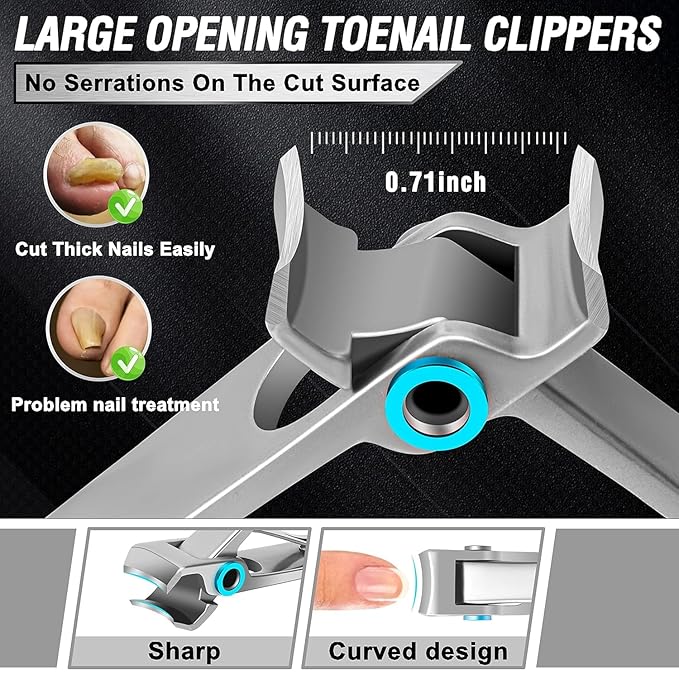Toenail Clippers for Seniors Thick Toenails, Aucurwen Heavy Duty Toe Nail - Image 4