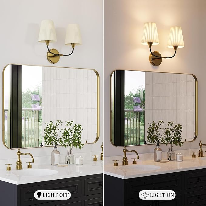 Bathroom Vanity Light with Fabric Shade, 2-Light Bathroom Vanity Light Over - Image 7