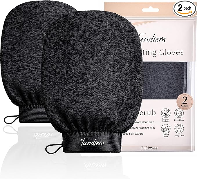 Exfoliating Gloves 2 Pcs, Korean Exfoliating Mitts, Body Scrub by FUNDREM