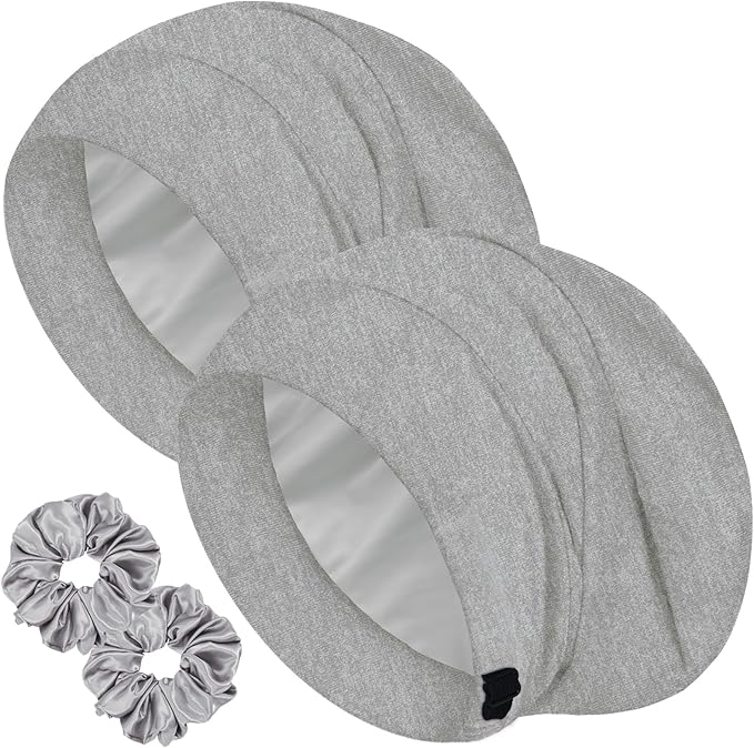 Sleep Cap Bonnet for Sleeping, Adjustable Cooling Ice Silk Lined Hair Bonnets by ROYBENS
