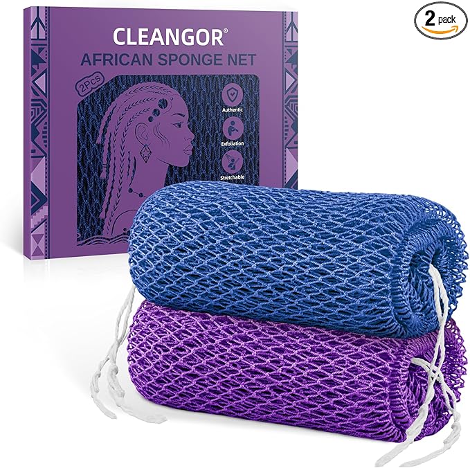 Cleangor 2Pcs African Net Sponge Authentic by Cleangor