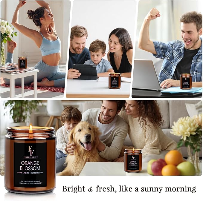 Orange Blossom Scented Candle for Home Soy Wax Candle, Aromatherapy Candle Gift - Image 5