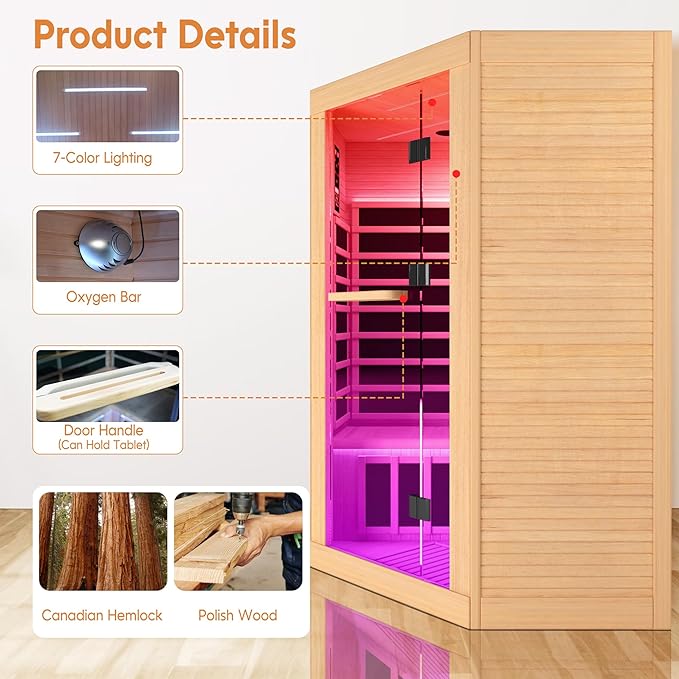 OUTEXER 2-3 Person Sauna Corner Sauna Far Infrared Saunas Room Home Canadian - Image 3