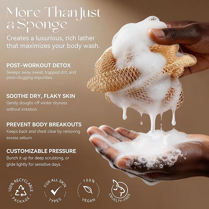 CORATED African Net Sponge Authentic, Shower Loofah Exfoliating Bath Sponge - Image 3