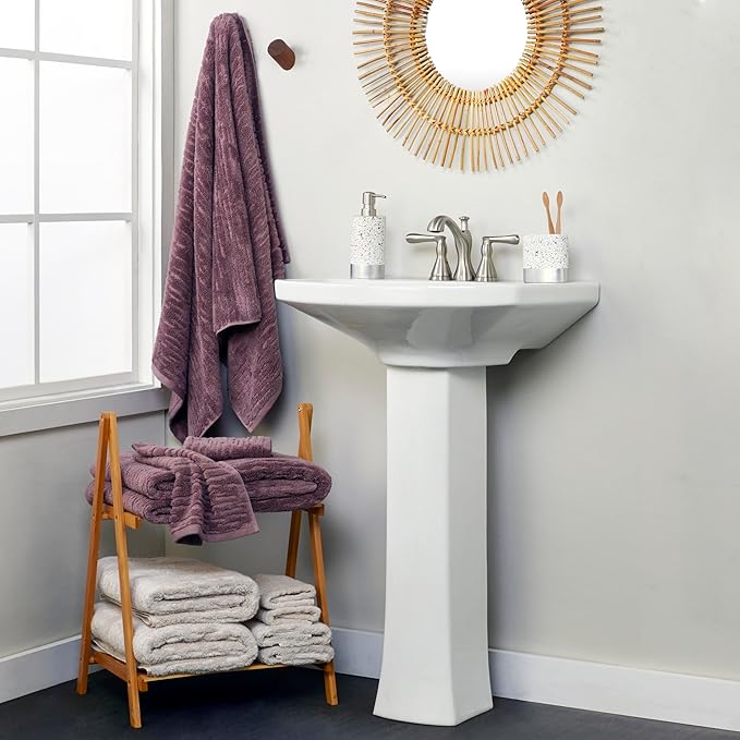 SKL Home CloudSoft Cotton Luxury Bath Towel, Soft Plum - Image 3