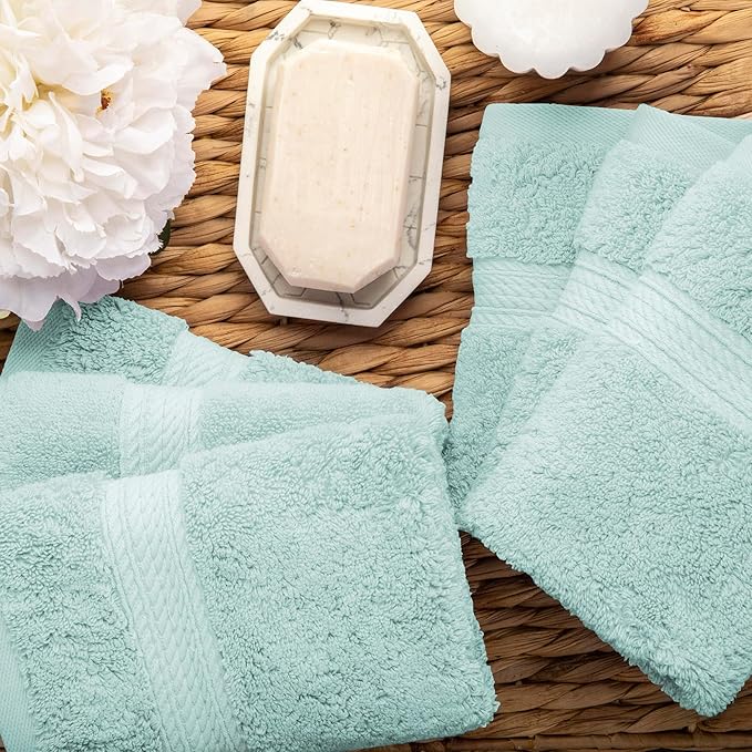Superior Egyptian Cotton Pile Face Towel/Washcloth Set of 6, Ultra Soft Luxury - Image 5