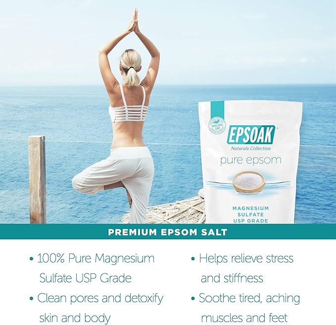 Epsoak Epsom Salt 2 lb. Magnesium Sulfate USP. Resealable Epsom Salt Bag - Image 2