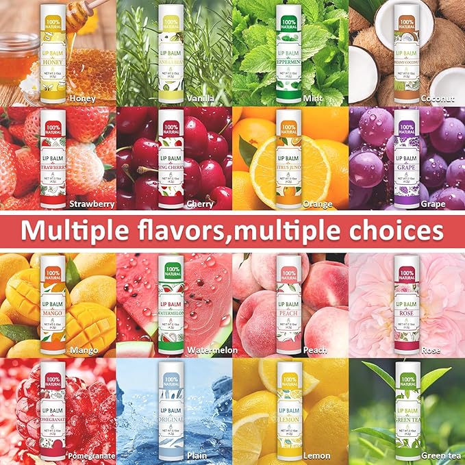 VISRIE 128 Pack Lip Balm, Natural Lip Balm Bulk - Image 2