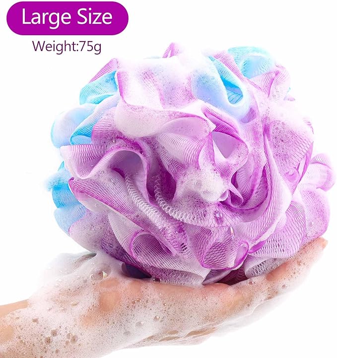 BTYMS Large Loofah Sponge 75g/Pc, Exfoliating Shower Pouf Bath Scrunchies Bath - Image 2