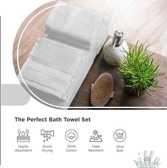100% Cotton Bath Towel Set of 24-6 Bath Towels, 6 Hand Towels, 12 Wash Cloths - Image 3