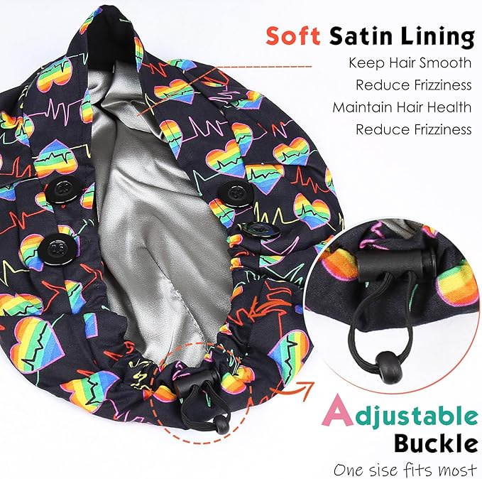2 Pack Satin Lined Bouffant Scrub Caps - Image 3
