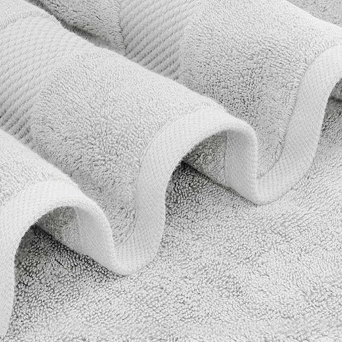 White Classic Luxury Bath Towels Set of 4 Large - Image 3