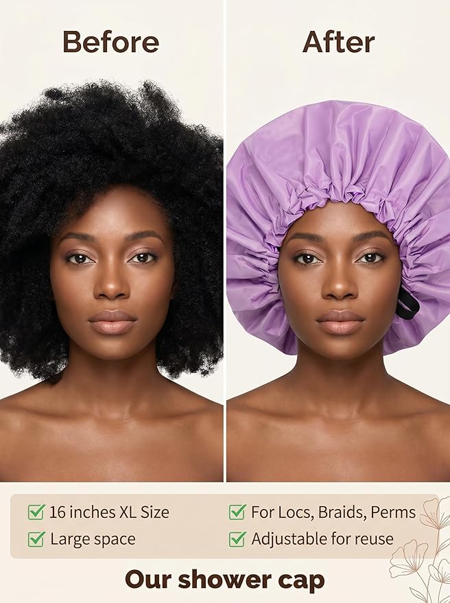 Aquior Shower Cap, Extra Adjustable Shower Caps - Image 2