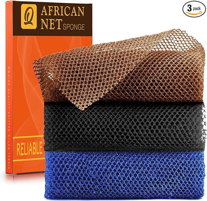 3 Pieces African Bath Sponge African Net Long Net Bath Sponge Exfoliating by BuyNow
