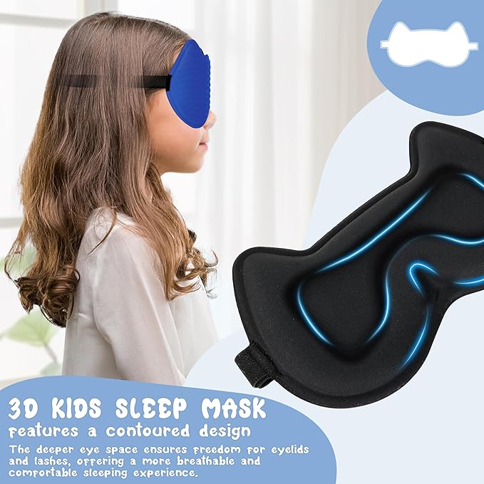 Kids Sleep Mask Eye Mask: 3D Contoured Cup Sleeping Masks, Blindfold - Image 6