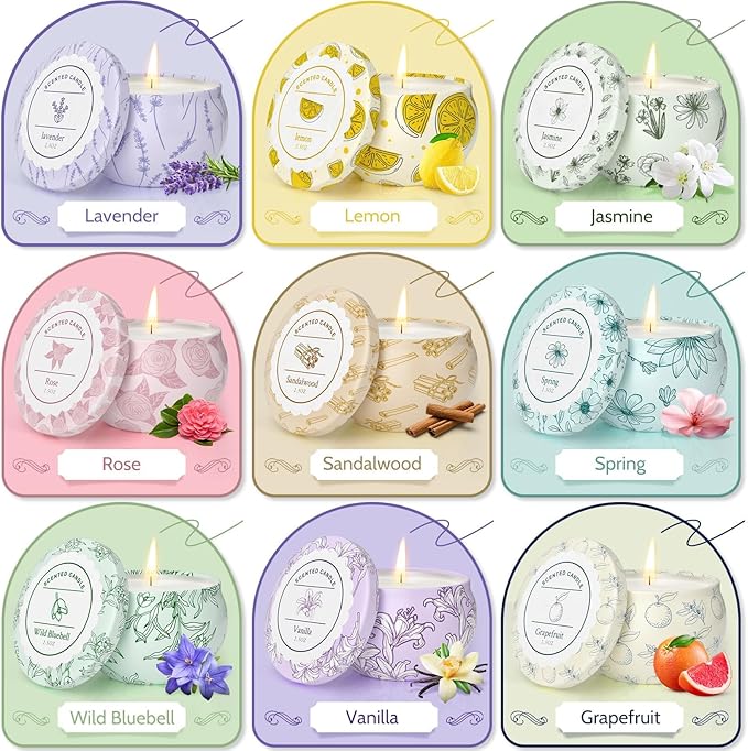 WarmEmbrace Scented Candles, Candle Set of 9, Long-Lasting Candles - Image 3
