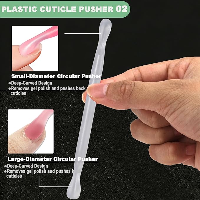 2Pcs Plastic Cuticle Pusher, Dual-end Dead Skin Nail Pusher, Gentle Plastic - Image 3