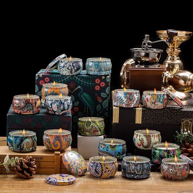 YOROXRG Set 16 Pack Scented Candles Gifts Soy Wax Travel Tin Jar Candles - Image 3