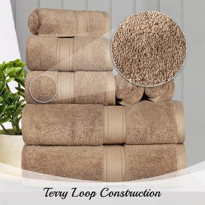 Superior Egyptian Cotton Pile 8 Piece Towel Set, Includes 2 Bath, 2 Hand - Image 9