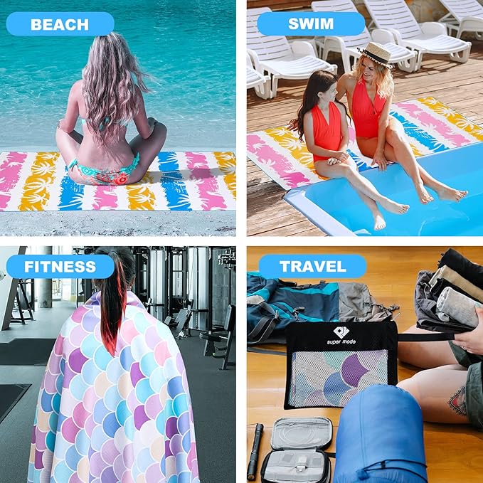 2 Pack Microfiber Beach Towel, Oversized Pool Towel 75”x 35”, Sand-Free Beach - Image 5