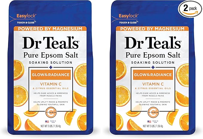 Dr Teal's Salt Soak with Pure Epsom Salt, Glow & Radiance with Vitamin C & by DrTeals