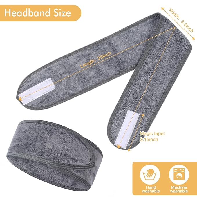 SINLAND Spa Headband for Women 6 Counts Adjustable Makeup Hair Band - Image 6