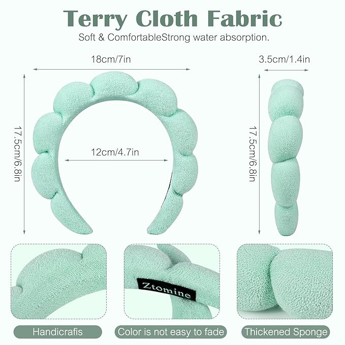 Ztomine Spa Headbands, Terry Cloth Headband Face Wash Headband Combo Pack - Image 6