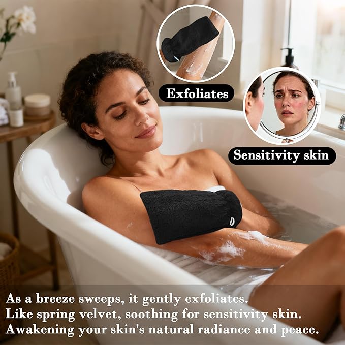VOOVA & MOVAS Black Washcloths for Body 6PC, 8.3"x6.3" - Image 4