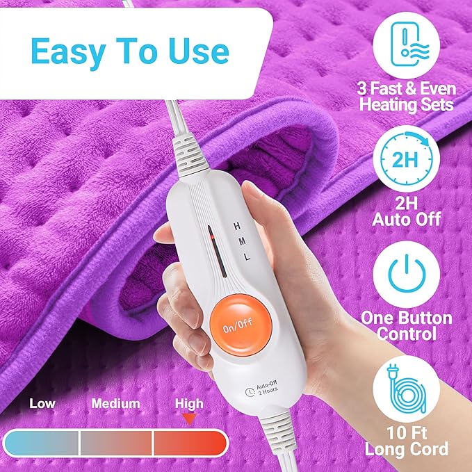 Boileau Electric Heating Pad for Back Pain and Period Cramps Relief, 3 Heating - Image 4
