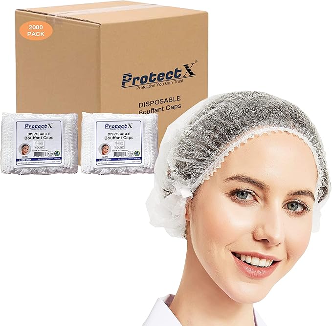 ProtectX Disposable Bouffant Caps Hair Head Cover Nets 21” by ProtectX