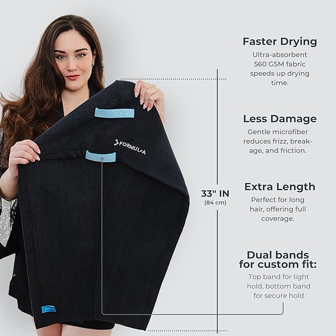 FORMUL-A Microfiber Hair Towel Wrap – Anti Frizz Towel - Image 2