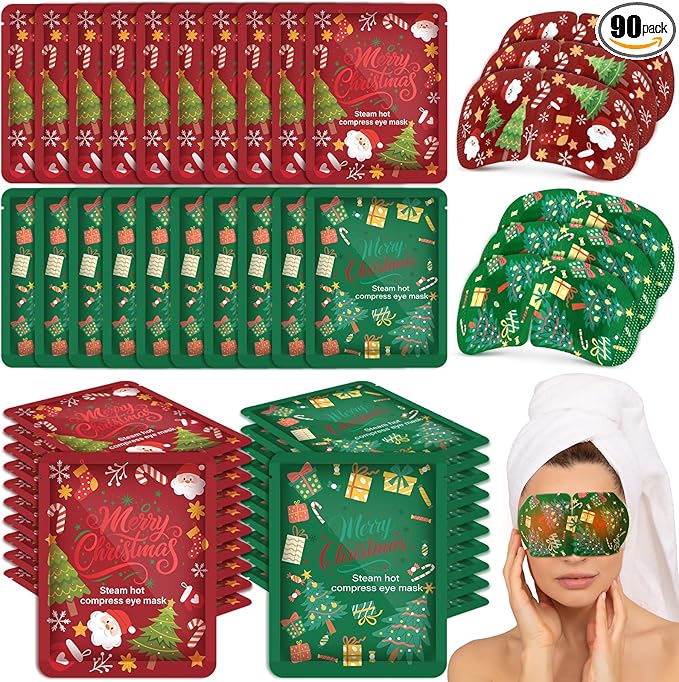 Bonuci 90 Pcs Christmas Steam Eye Masks Bulk by Bonuci