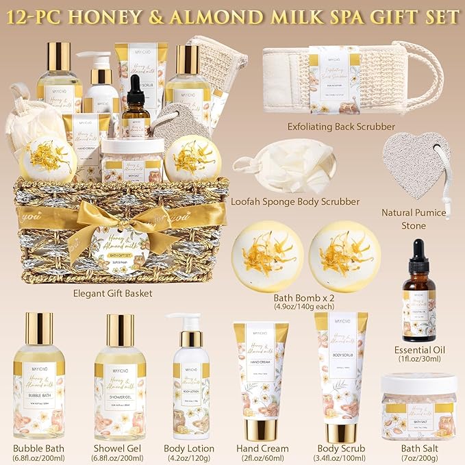 Mothers Day Birthday Gifts for Women, Honey & Almond Milk Relaxing Spa Gift - Image 2