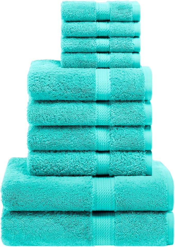 SUPERIOR Egyptian Cotton Pile 10 Piece Towel Set, Includes 2 Bath, 4 Hand - Image 2