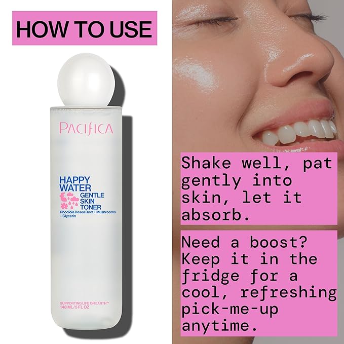 Pacifica Happy Water Hydrating Facial Toner – Vegan Ceramides, Hyaluronic Acid - Image 8