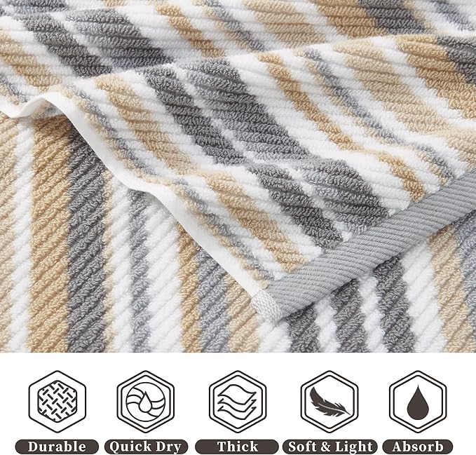 VOOVA & MOVAS Cotton Washcloths Set of 6, Soft Wash Cloths Set - Image 4