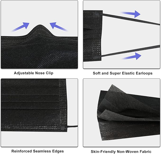 akgk 200pcs Disposable Face Masks, 3 Ply Disposable Masks - Image 4