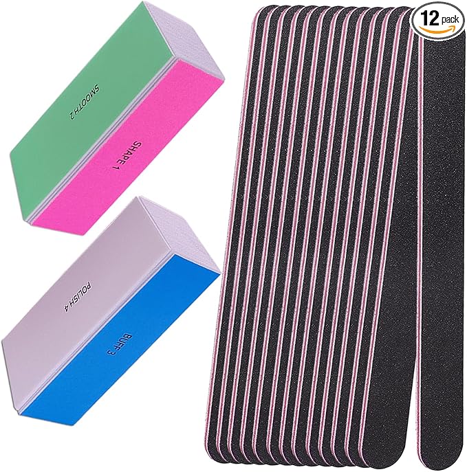 Nail File and Buffer Set, 4 Way Nail Buffers Shine Kit Professional Nail Files by AhaTopia
