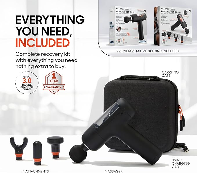 Sharper Image PowerBoost Circuit Massage Gun Deep Tissue Percussion Massager - Image 4