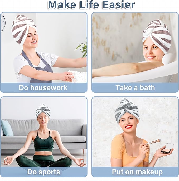 Microfiber Hair Towel Wrap, Quick Dry Hair Turbans - Image 4