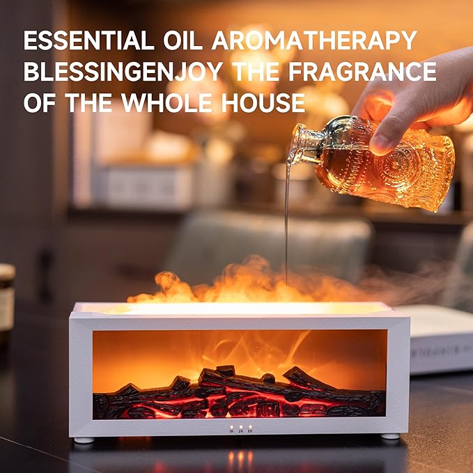 TMEHM Fireplace Flame Air Diffuser Humidifier, 7 Colors Aromatherapy Essential - Image 4