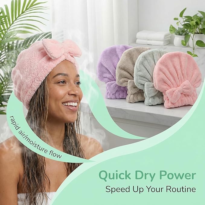 Microfiber Hair Towel Wrap for Thick Damaged Hair, Quick Drying Hair Turban - Image 9