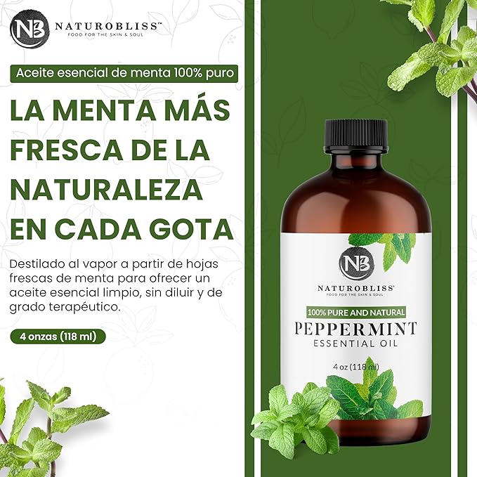 NaturoBliss Peppermint Essential Oil, 100% Pure and Natural Therapeutic Grade - Image 3