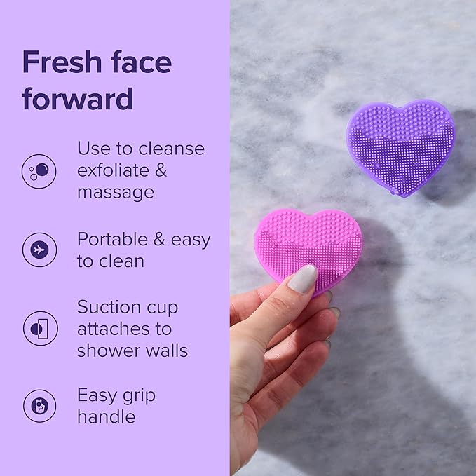 Plum Beauty Heart-Shaped Silicone Skin Scrubber – Manual Facial Cleansing Brush - Image 4