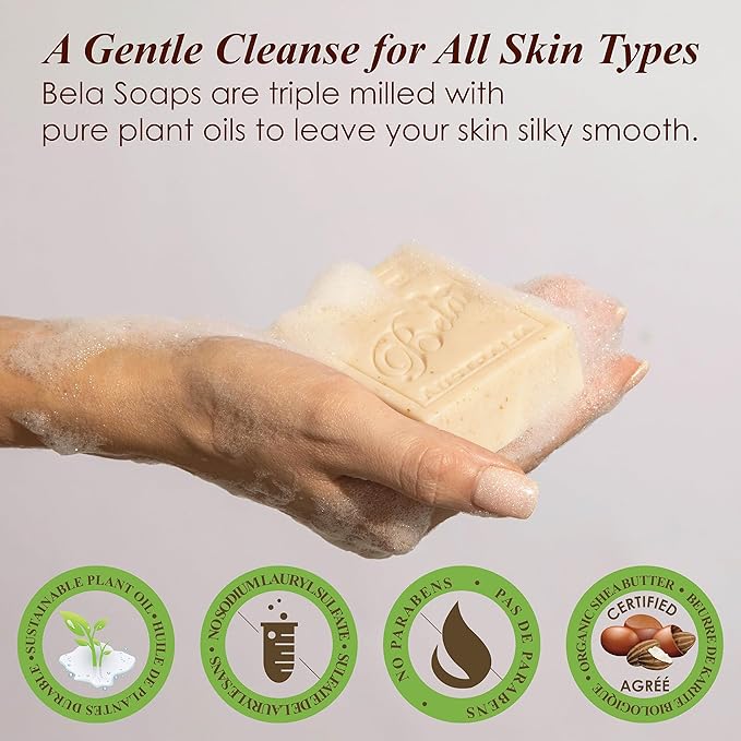 BELA Oatmeal Soap with Milk and Bran 3.3 OZ, Long Lasting French Triple Milled - Image 3