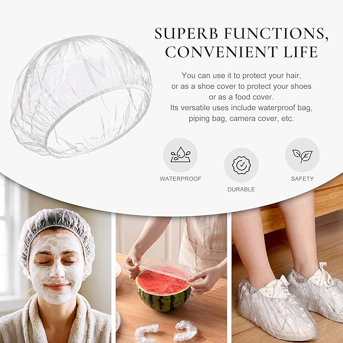120 PCS Disposable Shower Caps – Large Thick Waterproof Stretchable Clear - Image 5