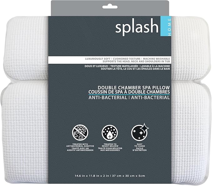 Splash Home Sooth Double Chamber Vinyl Spa Pillow, Machine Washable, 14.6" x - Image 3
